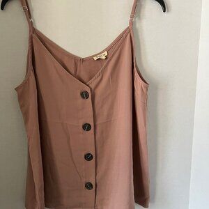 Lily White button up tank top size Large beige colored. New with tags